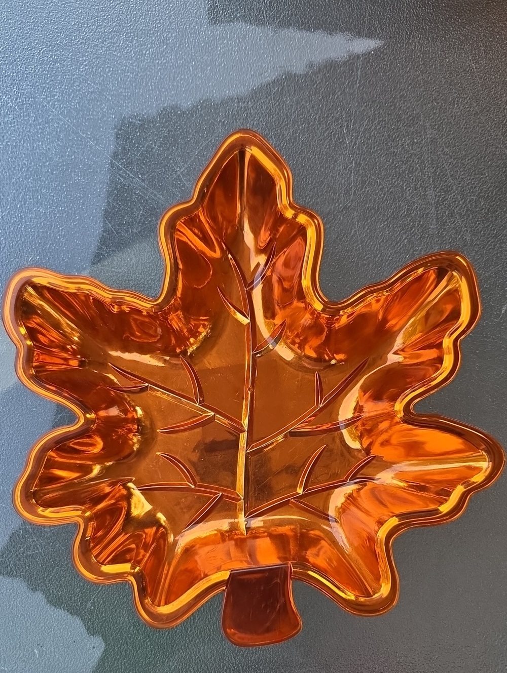 Amber Leaf-Shaped Decorative Fall Tray- Home Art